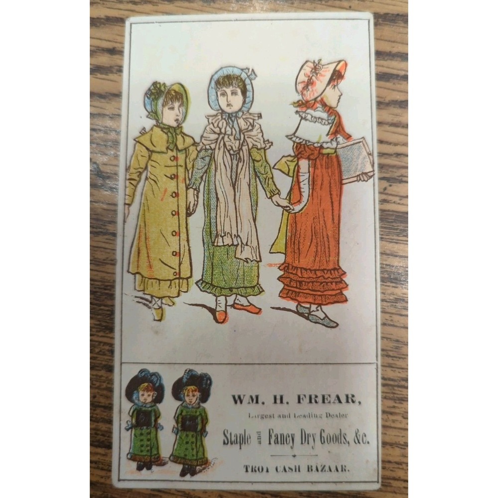 Antique 1800's Advertising Trade Card for "Frear's Bazaar"  Troy NY Lithograph